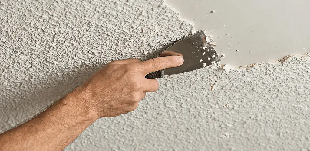 Popcorn ceiling removal scraping off textured ceiling finish in Saint Petersburg, FL