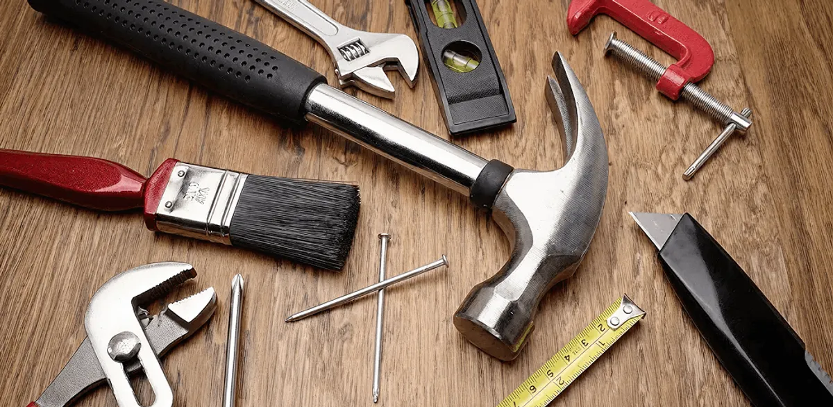 Handyman tools laid out for home repair and maintenance work in Saint Petersburg, FL