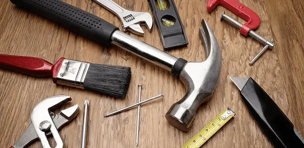 Handyman tools laid out for home repair and maintenance work in Saint Petersburg, FL